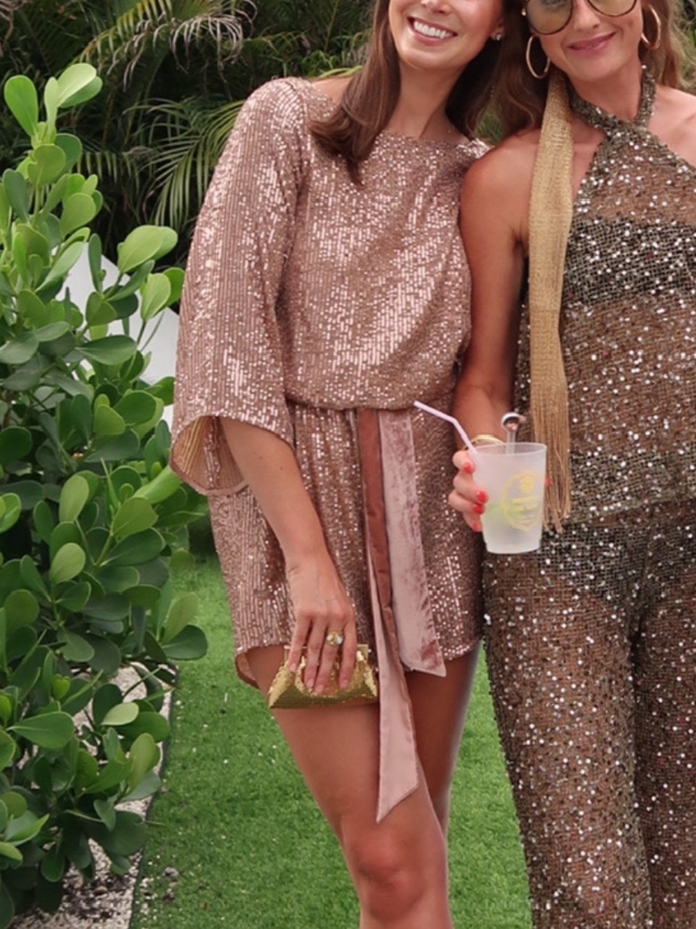 Anthropologie Rose Gold Sequin Mini Dress